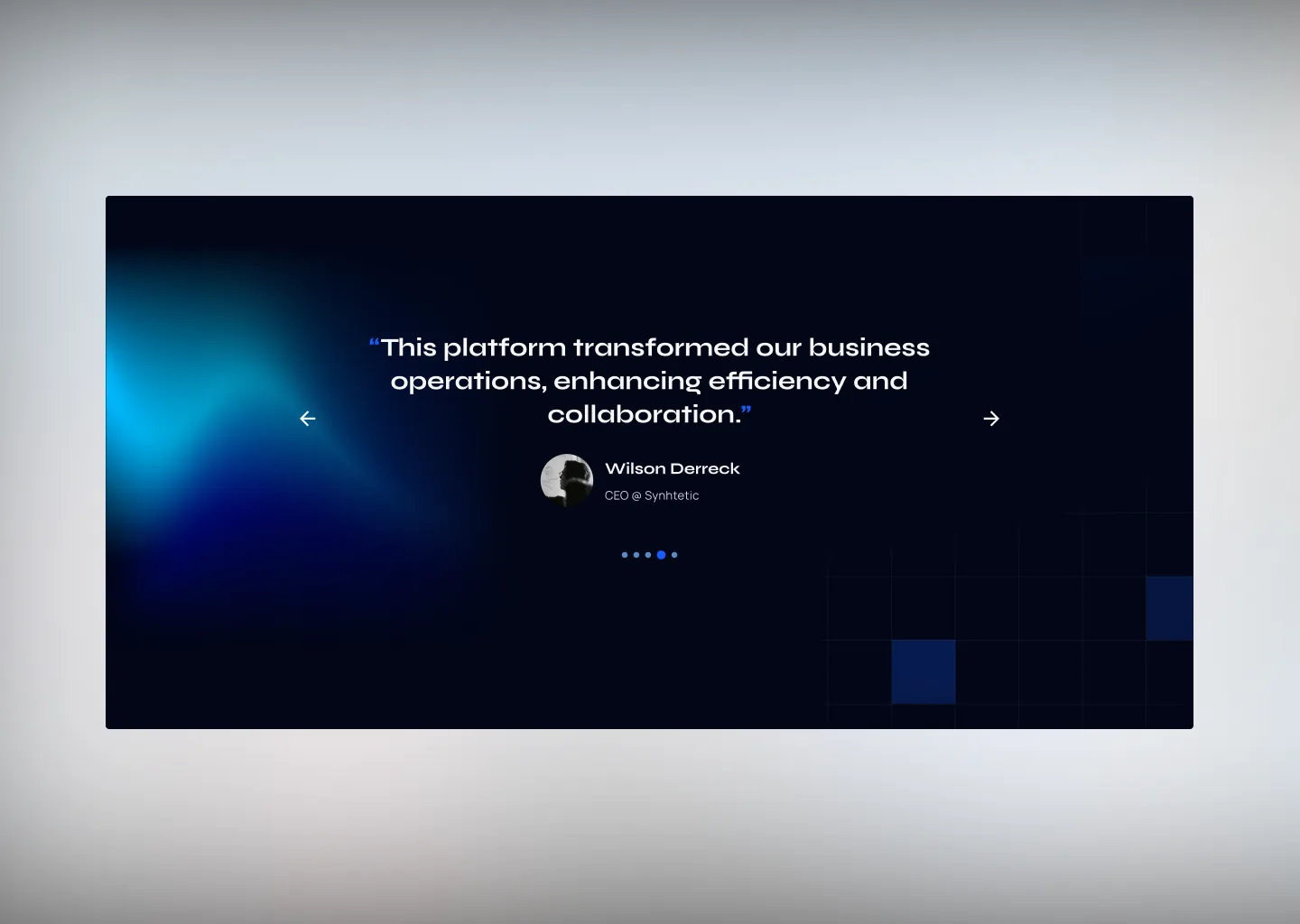 The testimonials section of the site design.