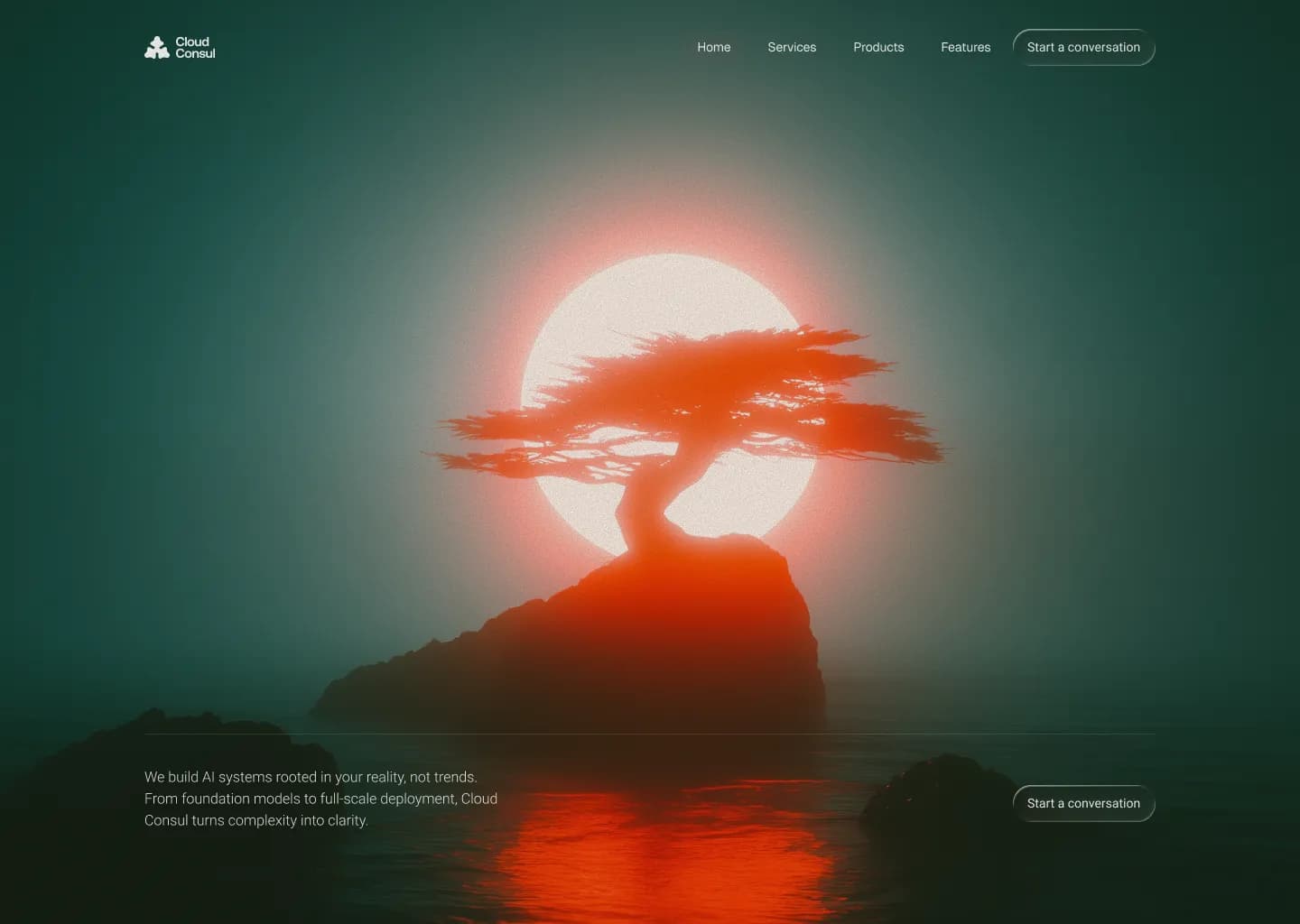 A dark landing page