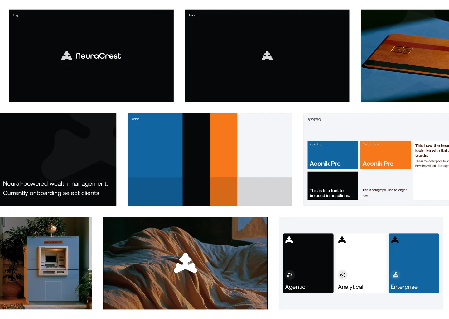 The system: the mark, type, colour and the three pillars.