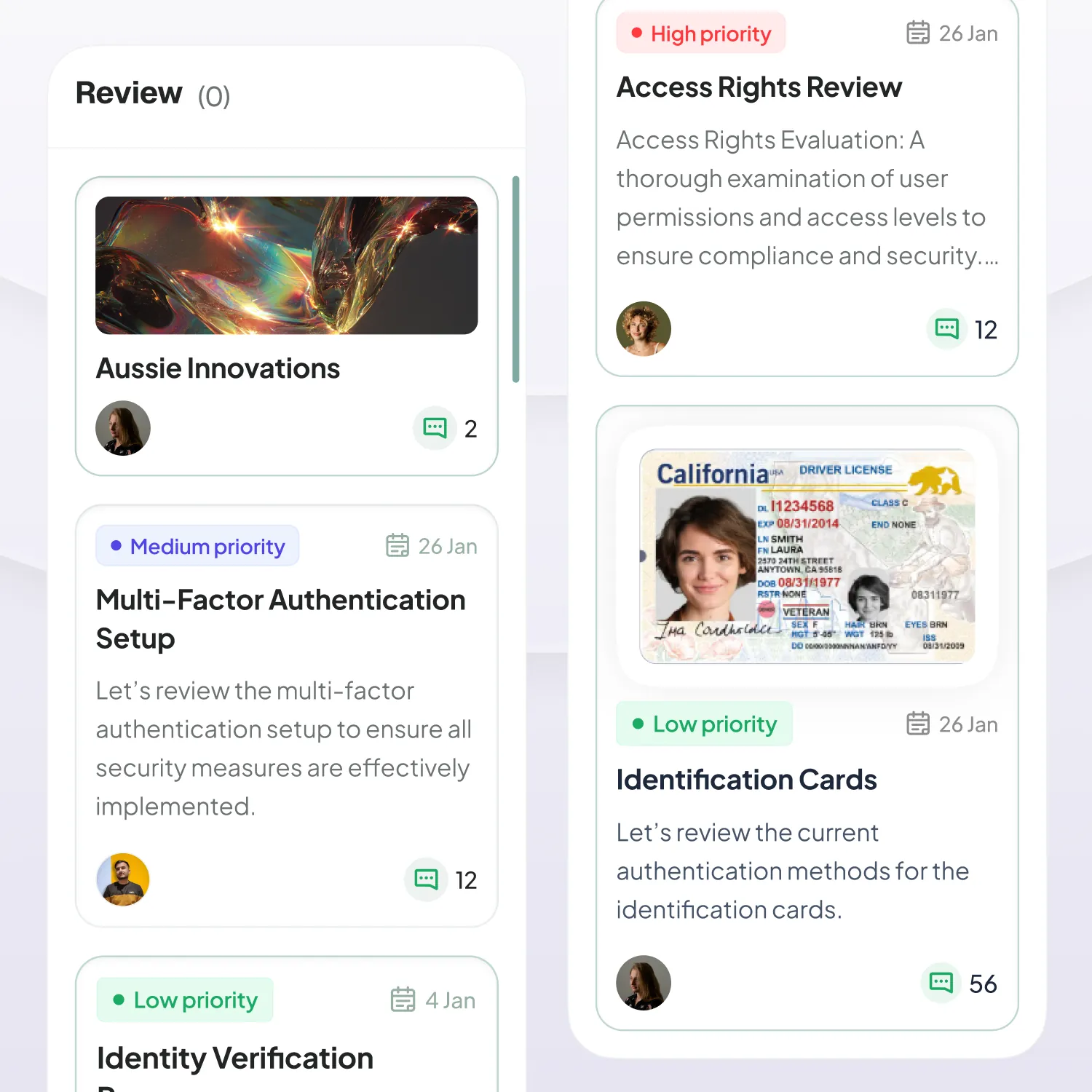 Access-review cards